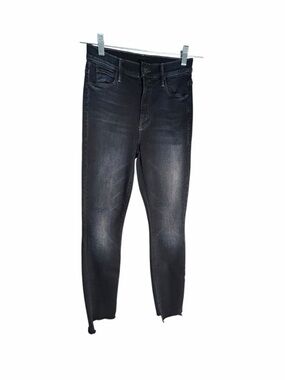 MOTHER The Stunner Step Fray Washed Black Skinny Jeans Sz 25